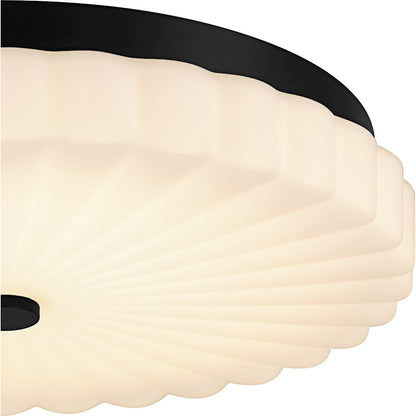 Cherbury Lt Flush Mount, Black/Opal Etched Ribbed