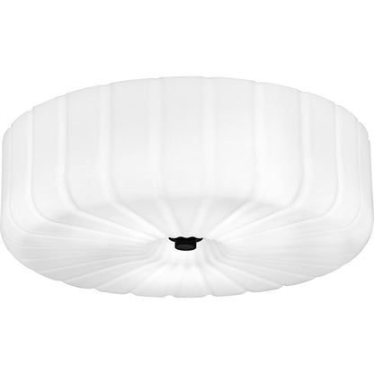 Quoizel Oberman 3Lt Flush Mount, Black/Opal Etched Ribbed - QFL6809MBK