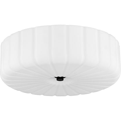 Oberman 3Lt Flush Mount, Black/Opal Etched Ribbed