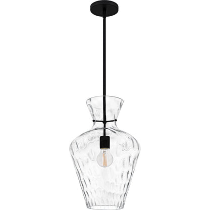 Hollis 1Light Pendant, Matte Black/Clear Water Glass