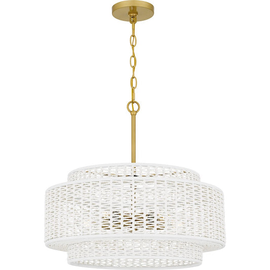 Quoizel Teton 5 Light Pendant, Brushed Gold/Rope - QP6161BRG