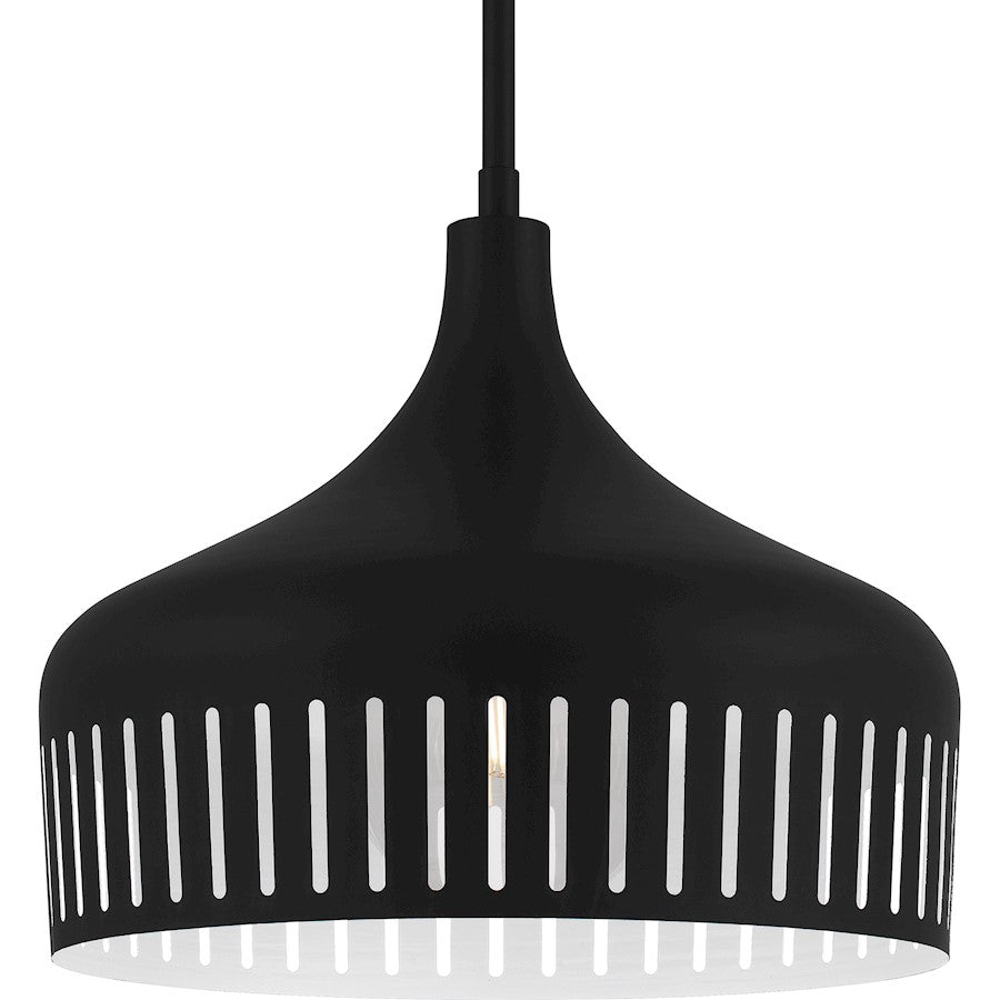 Keagan 1 Light Pendant, Matte Black/Metal