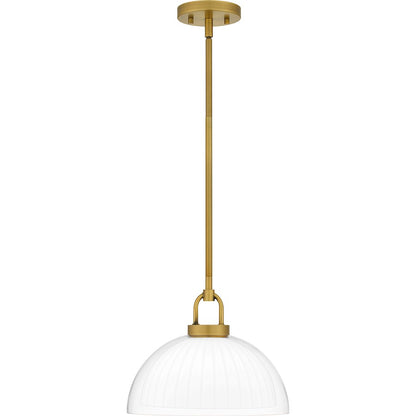 Jansen 1 Light Pendant, Brushed Gold/Clear/Opal Etched Glass