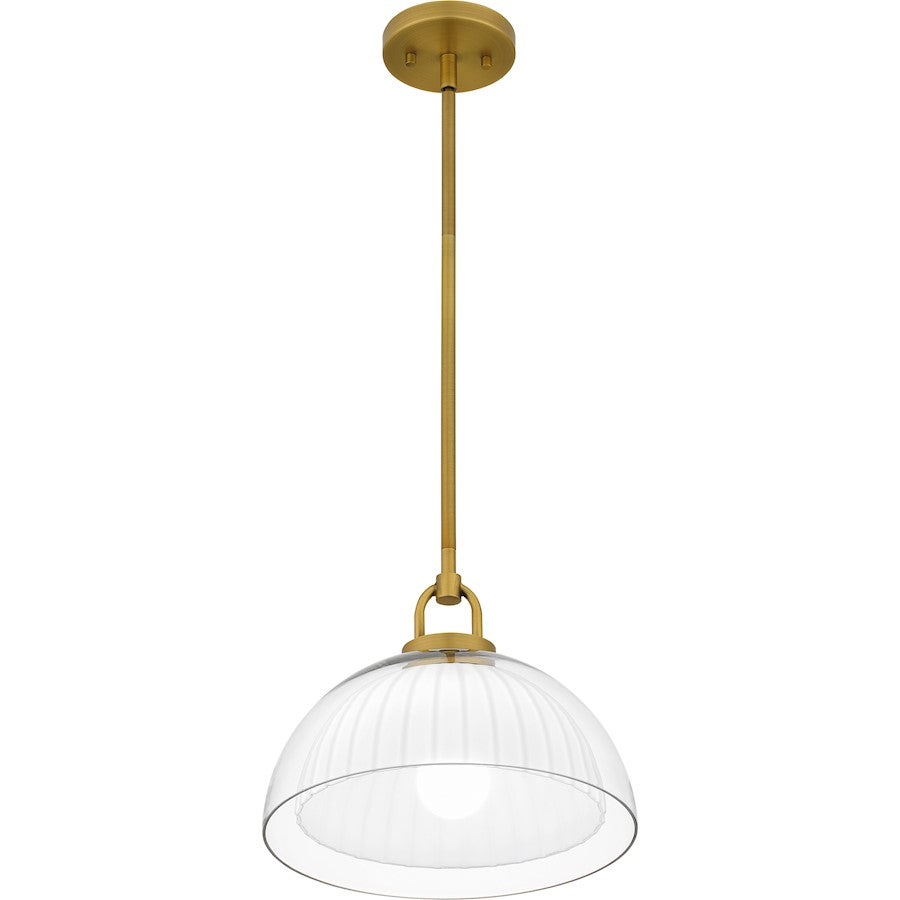 Jansen 1 Light Pendant, Brushed Gold/Clear/Opal Etched Glass