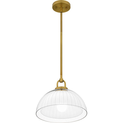 Jansen 1 Light Pendant, Brushed Gold/Clear/Opal Etched Glass