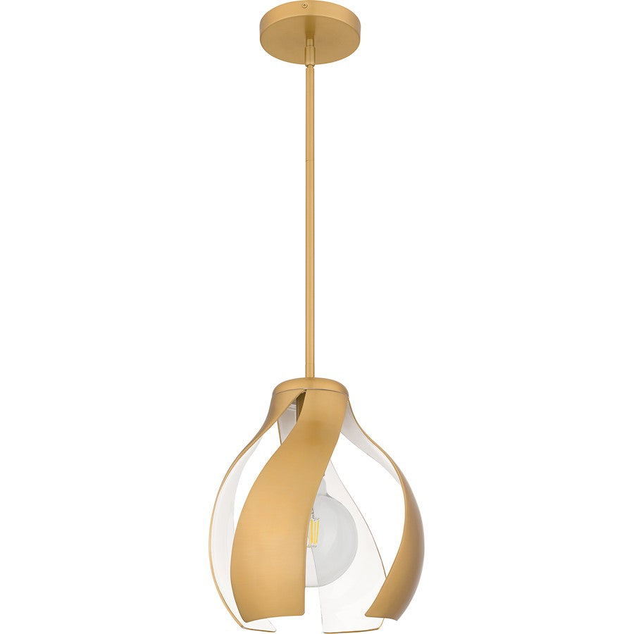 Kiko 1 Light Pendant, Brushed Weathered Brass/Metal