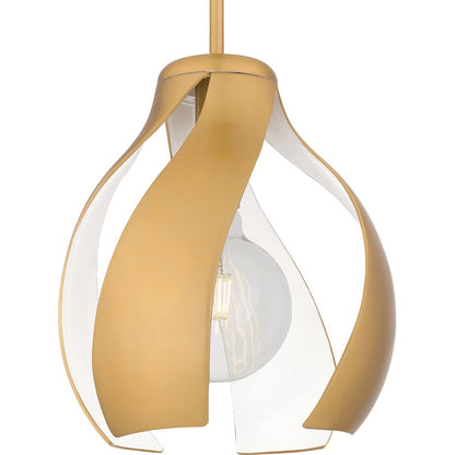 Kiko 1 Light Pendant, Brushed Weathered Brass/Metal