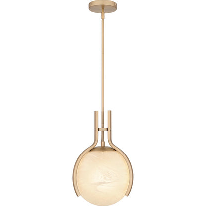 Quoizel Orbit 1 Light Pendant, Bronze Gold/Alabaster Glass - QP6741BGD