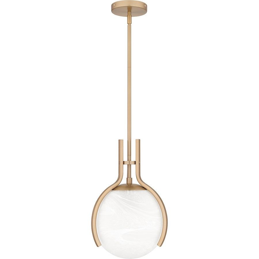 Orbit 1 Light Pendant, Bronze Gold/Alabaster Glass