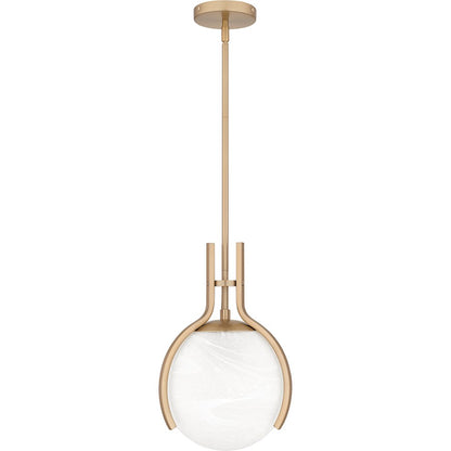 Orbit 1 Light Pendant, Bronze Gold/Alabaster Glass