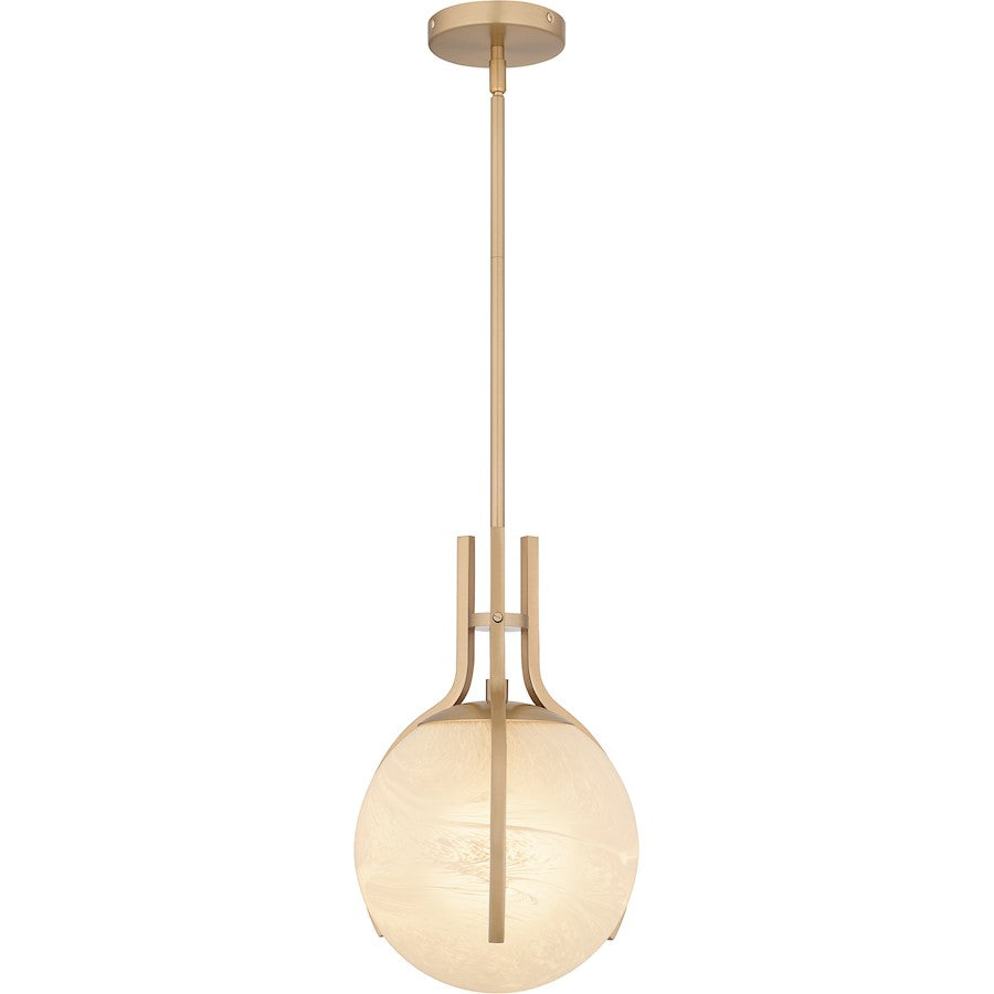 Orbit 1 Light Pendant, Bronze Gold/Alabaster Glass