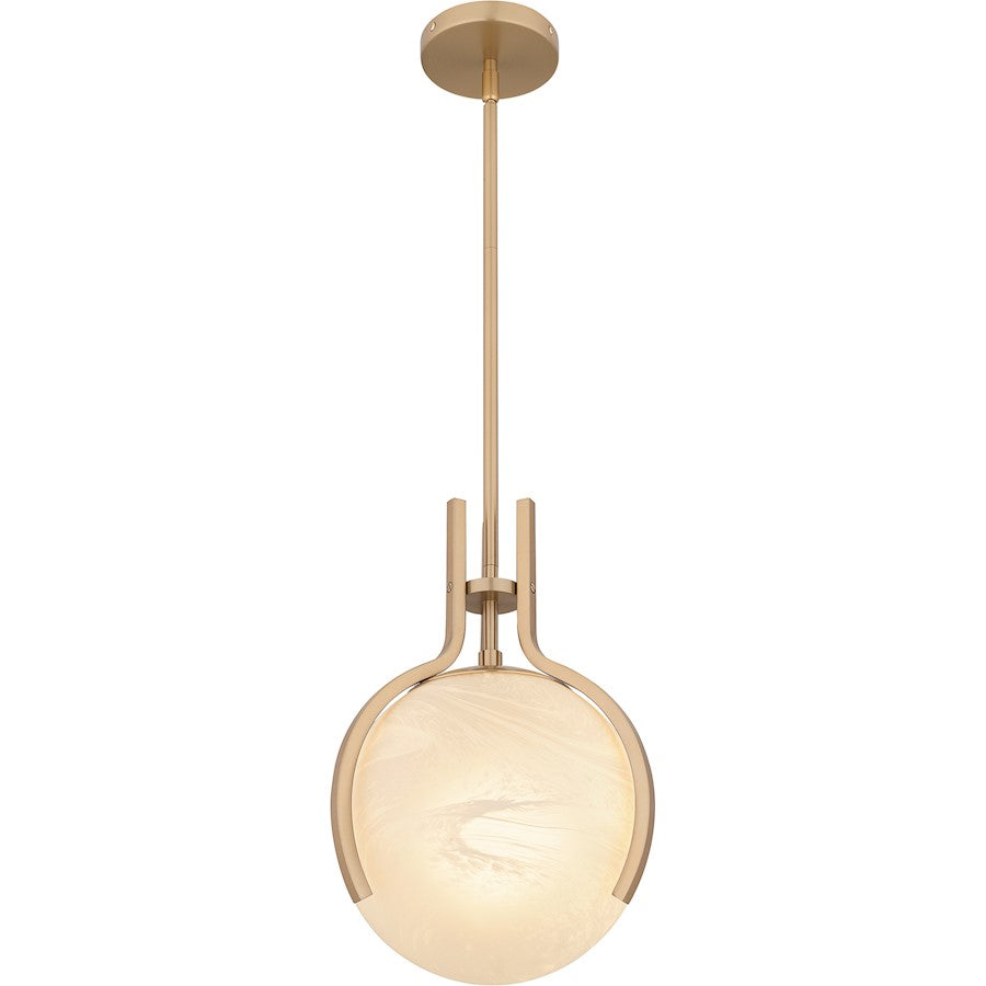 Orbit 1 Light Pendant, Bronze Gold/Alabaster Glass