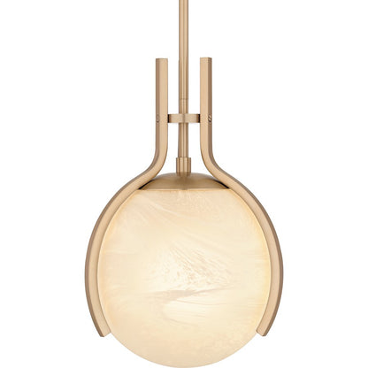 Orbit 1 Light Pendant, Bronze Gold/Alabaster Glass