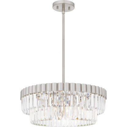 Quoizel Starlight 4 Light Pendant, Brushed Nickel/Clear Crystal Glass - QP6742BN