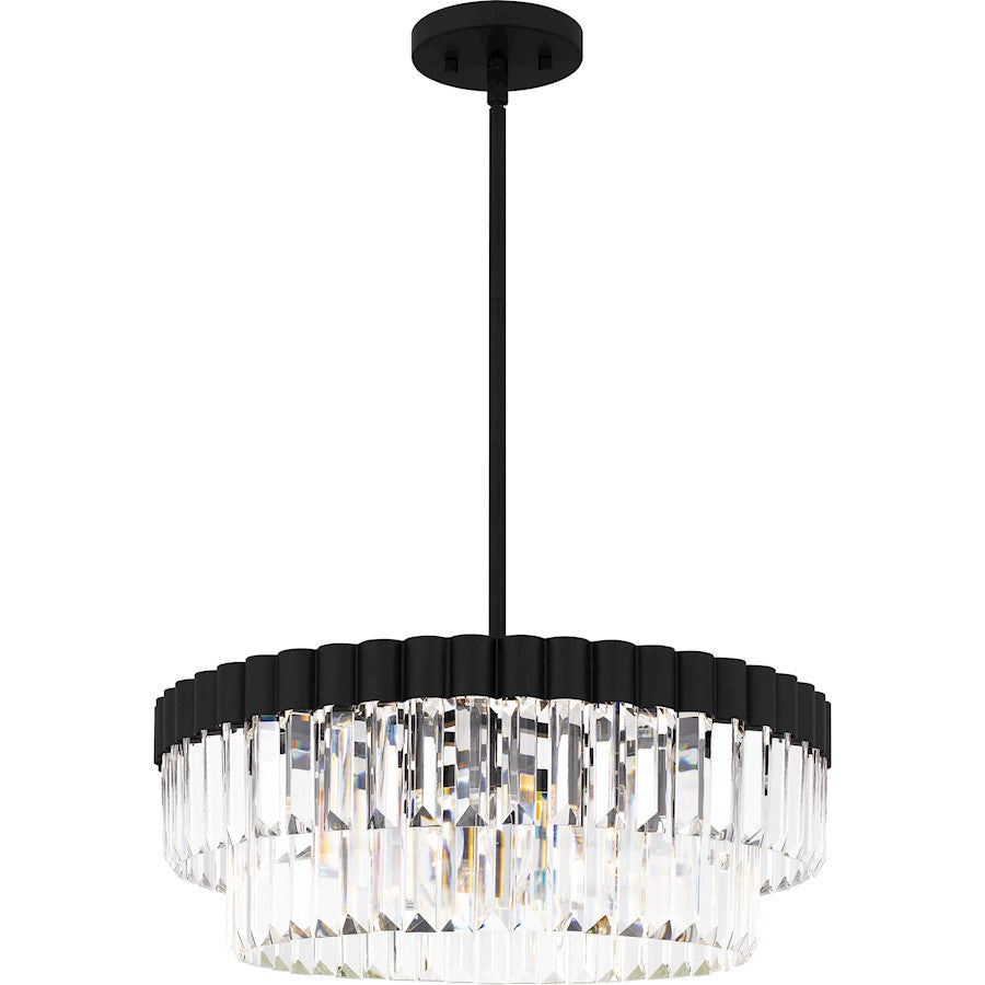 Quoizel Starlight 4 Light Pendant, Matte Black/Clear Crystal Glass - QP6742MBK