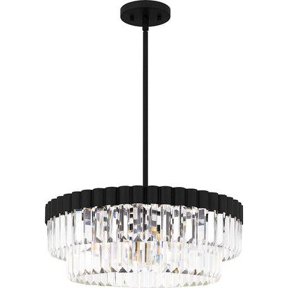 Quoizel Starlight 4 Light Pendant, Matte Black/Clear Crystal Glass - QP6742MBK