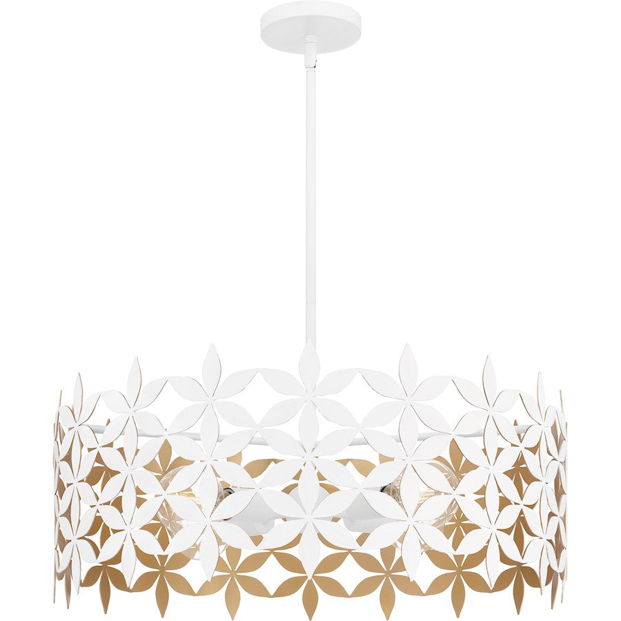 Quoizel Piper 4 Light Pendant, Matte White/Metal - QP6746W