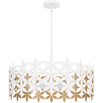 Quoizel Piper 4 Light Pendant, Matte White/Metal - QP6746W