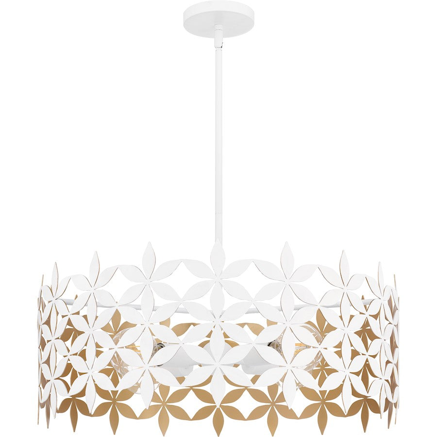 Piper 4 Light Pendant, Matte White/Metal