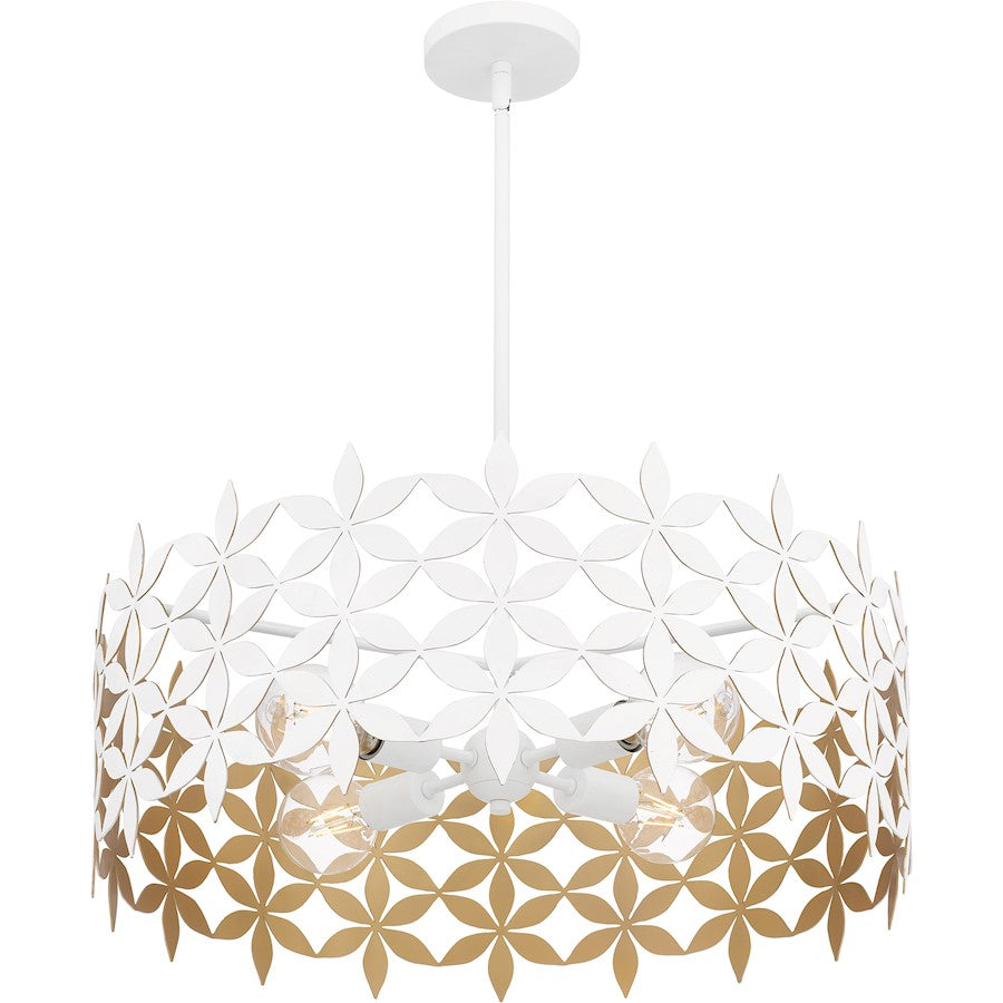 Piper 4 Light Pendant, Matte White/Metal