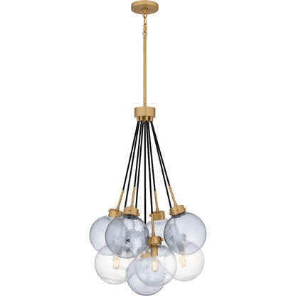 Quoizel Soiree 4 Light Pendant, Brass/Glacial/Smoke Glacial - QP6749BWS