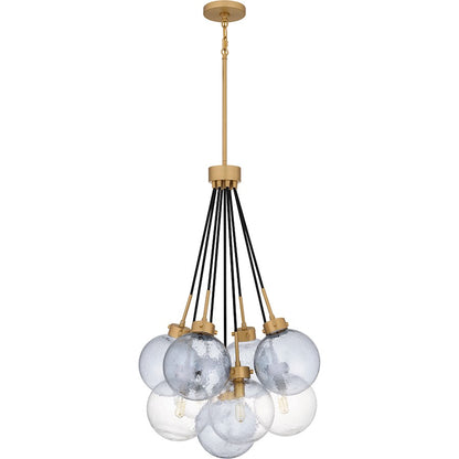 Soiree 4 Light Pendant, Brass/Glacial/Smoke Glacial