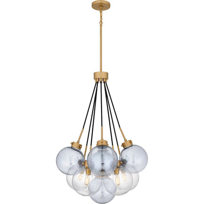 Soiree 4 Light Pendant, Brass/Glacial/Smoke Glacial