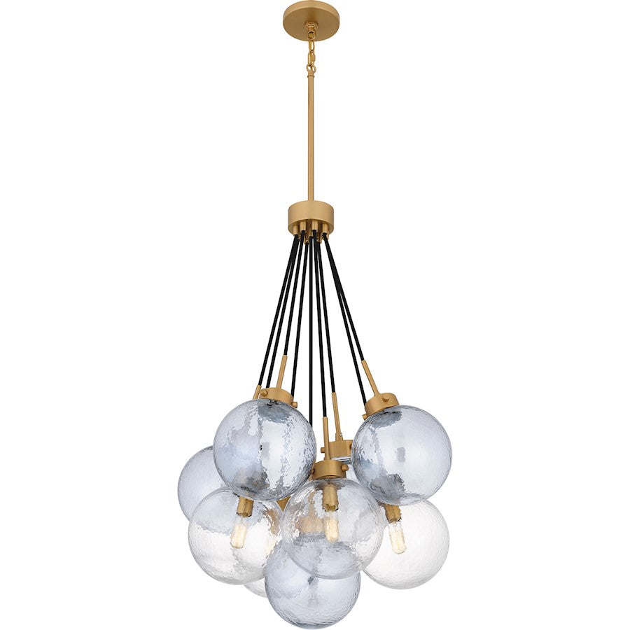 Soiree 4 Light Pendant, Brass/Glacial/Smoke Glacial