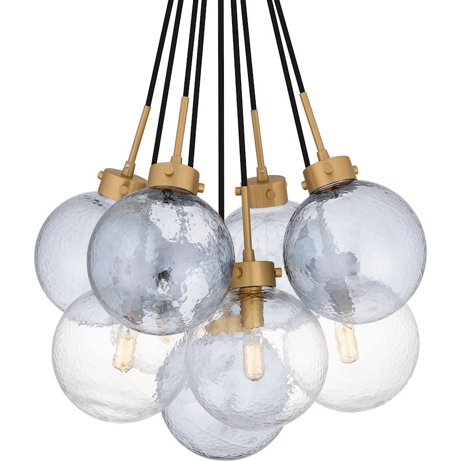 Soiree 4 Light Pendant, Brass/Glacial/Smoke Glacial