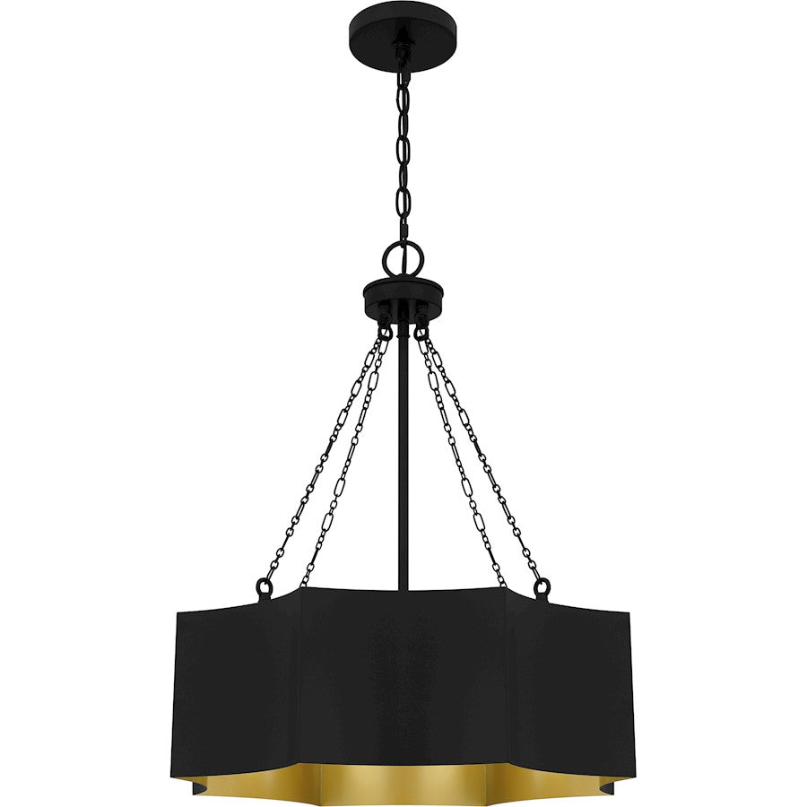 Quoizel Zyler 4 Light Pendant, Matte Black/Metal - QP6755MBK