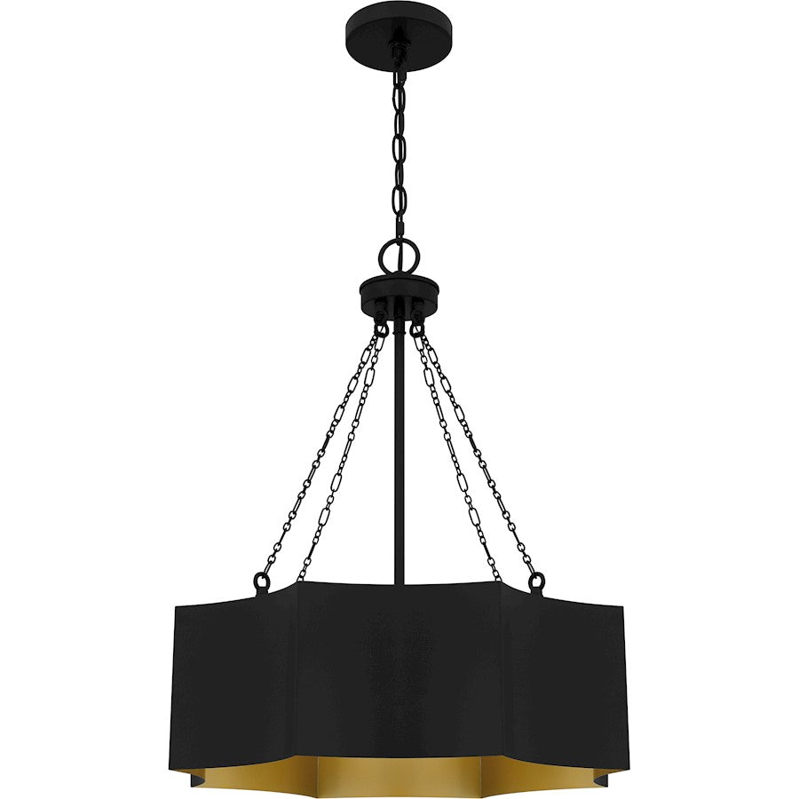 Zyler 4 Light Pendant, Matte Black/Metal