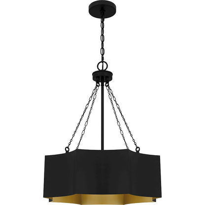 Zyler 4 Light Pendant, Matte Black/Metal