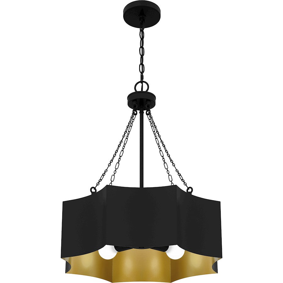 Zyler 4 Light Pendant, Matte Black/Metal