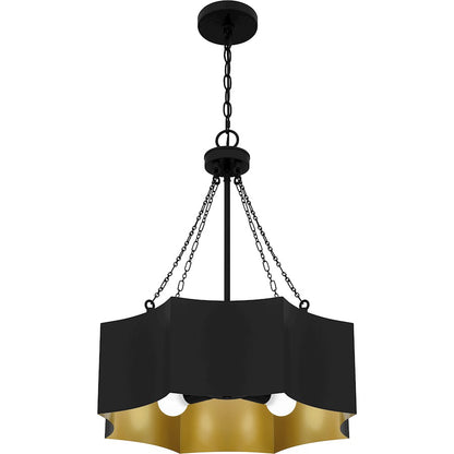 Zyler 4 Light Pendant, Matte Black/Metal