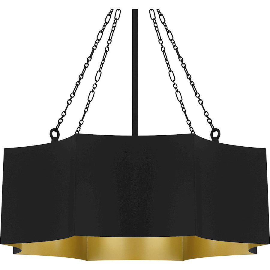 Zyler 4 Light Pendant, Matte Black/Metal