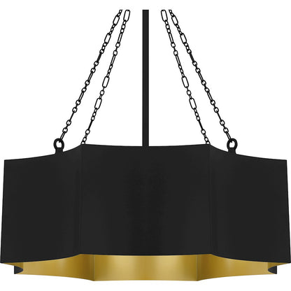 Zyler 4 Light Pendant, Matte Black/Metal