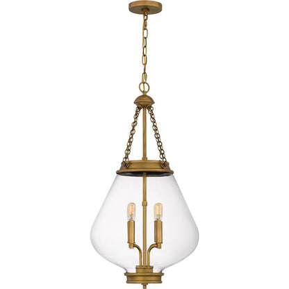 Wallace 4Light Pendant, Weathered Brass/Clear Glass