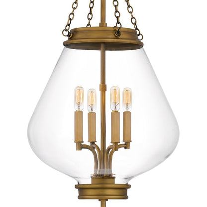 Wallace 4Light Pendant, Weathered Brass/Clear Glass