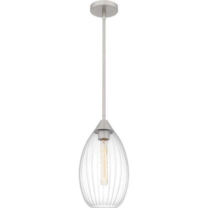 Quoizel Marza 1Lt Mini Pendant, Nickel/Clear Hammered Ribbed Glass - QPP6756BN