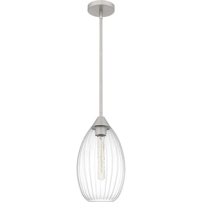 Marza 1Lt Mini Pendant, Nickel/Clear Hammered Ribbed Glass