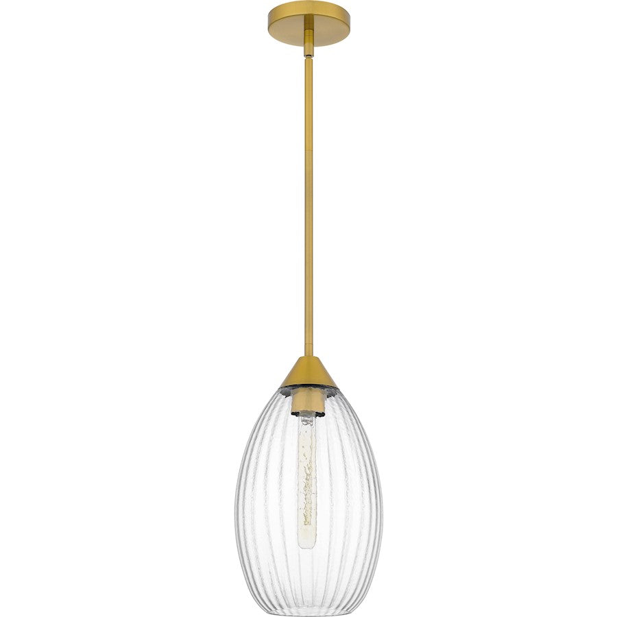 Marza 1Lt Mini Pendant, Gold/Clear Hammered Ribbed Glass