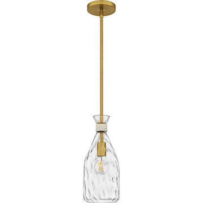 Govada 1Light Mini Pendant, Brushed Gold/Clear Water Glass