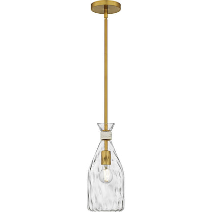Govada 1Light Mini Pendant, Brushed Gold/Clear Water Glass