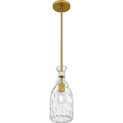Govada 1Light Mini Pendant, Brushed Gold/Clear Water Glass