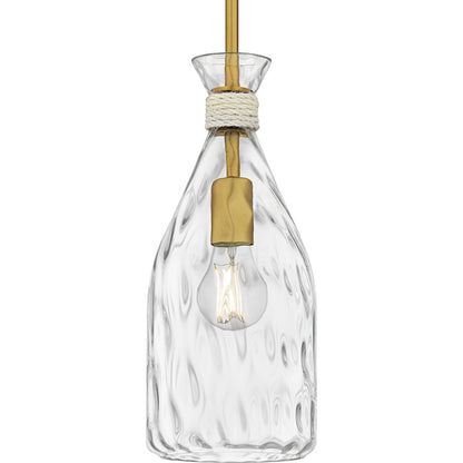 Govada 1Light Mini Pendant, Brushed Gold/Clear Water Glass