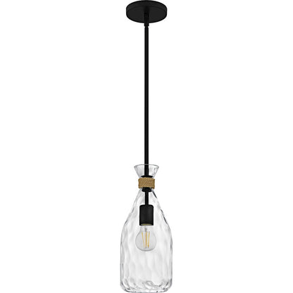 Govada 1Light Mini Pendant, Matte Black/Clear Water Glass
