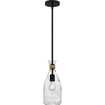 Govada 1Light Mini Pendant, Matte Black/Clear Water Glass