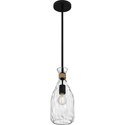 Govada 1Light Mini Pendant, Matte Black/Clear Water Glass