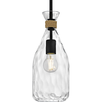 Govada 1Light Mini Pendant, Matte Black/Clear Water Glass