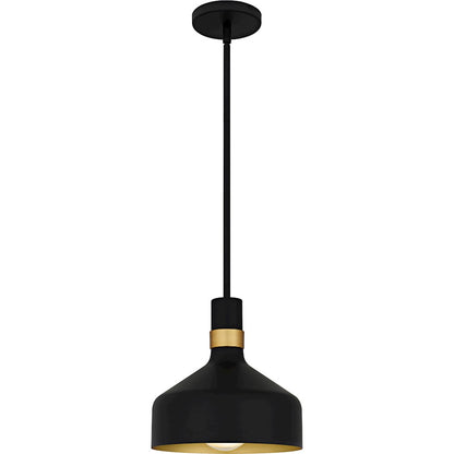 Quoizel Arbor 1Lt Mini Pendant, Black/Metal(mbk+brg+s85 Inside) - QPP6804MBK